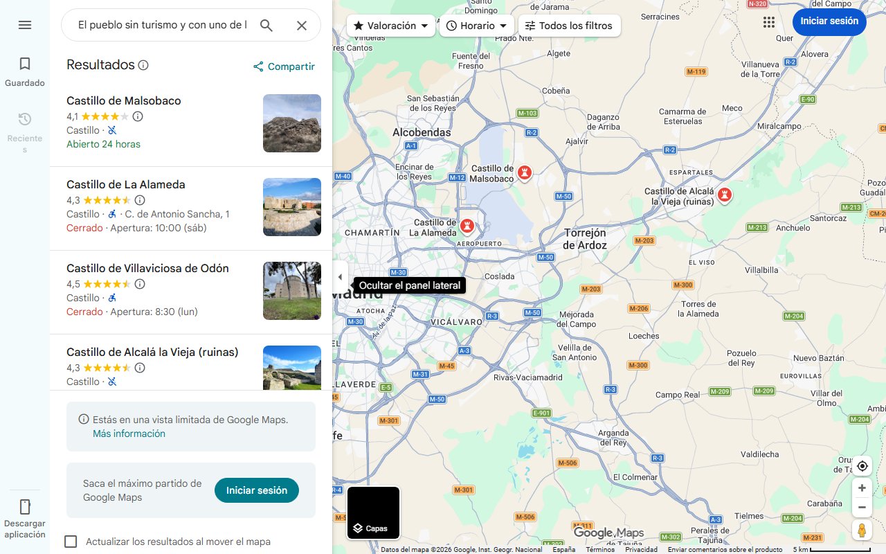 Mapa de El pueblo sin turismo y con uno de los castillos mejor conservados de España