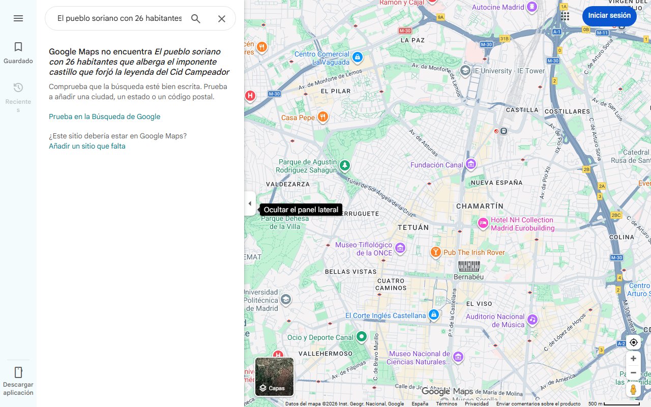 Mapa de El pueblo soriano con 26 habitantes que alberga el imponente castillo que forjó la leyenda del Cid Campeador
