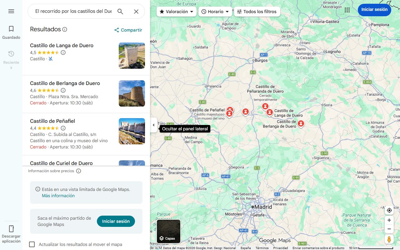 Mapa de El recorrido por los castillos del Duero: una ruta del siglo XII que guarda secretos de la Edad Media y es Patrimonio de la Humanidad