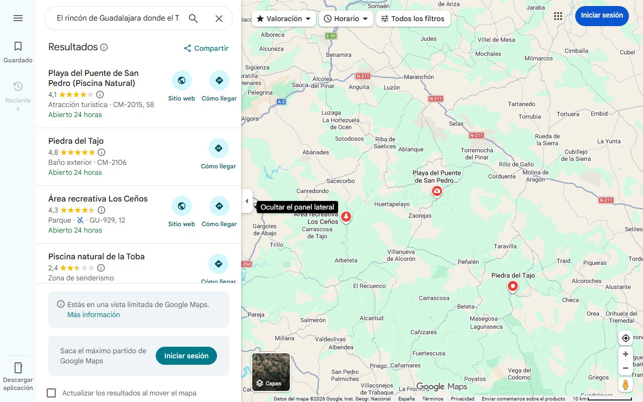 Mapa de El rincón de Guadalajara donde el Tajo se convierte en una piscina natural: aguas cristalinas en el lugar más deseado de La Mancha