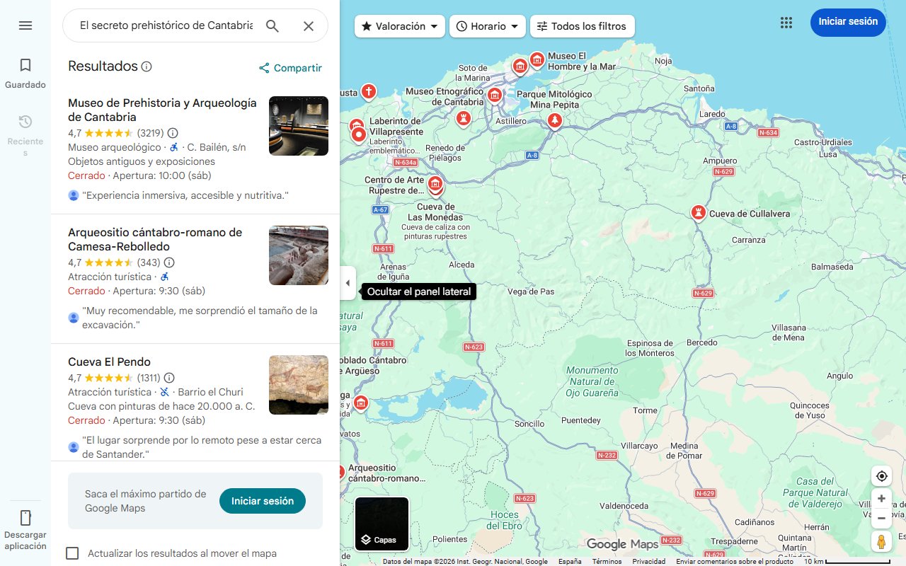 Mapa de El secreto prehistórico de Cantabria: una aventura entre mamuts, cuevas y naturaleza para disfrutar en familia este verano