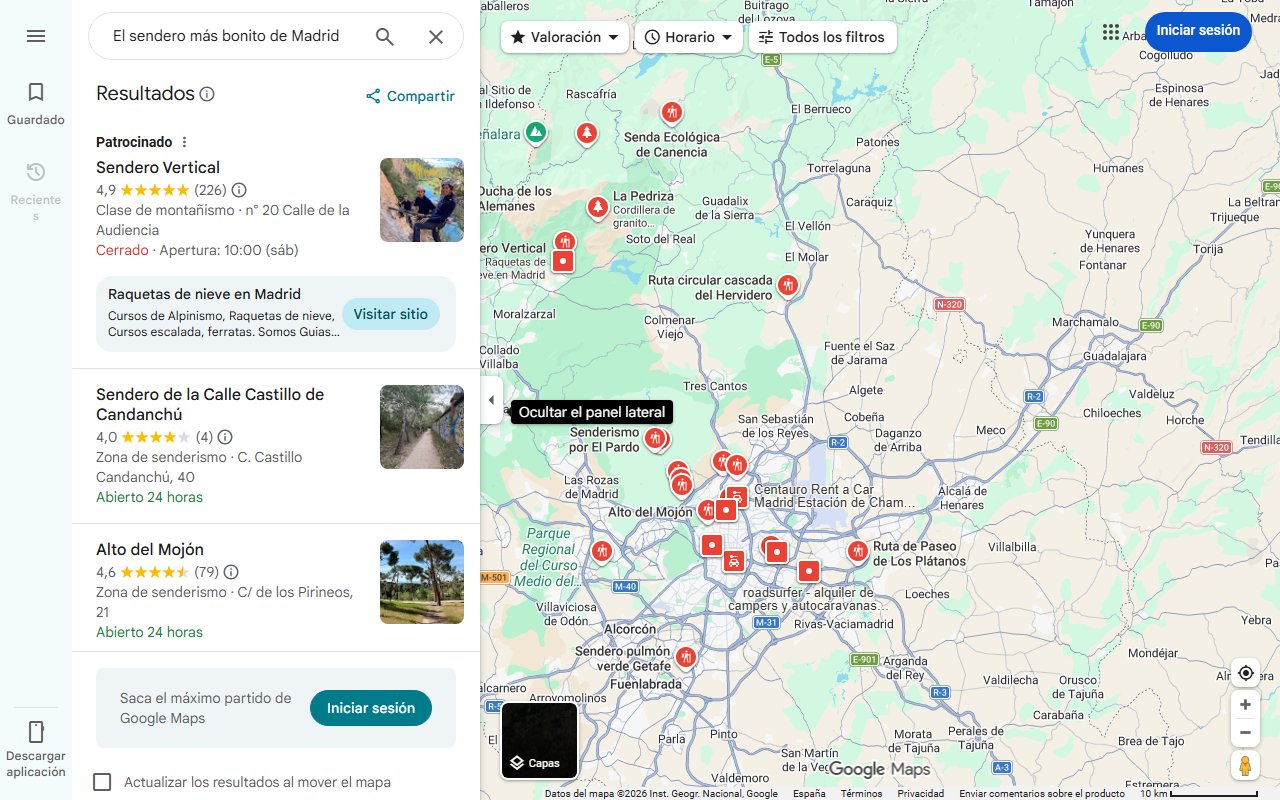 Mapa de El sendero más bonito de Madrid: camina por un bosque de abedules con vistas espectaculares a la Sierra
