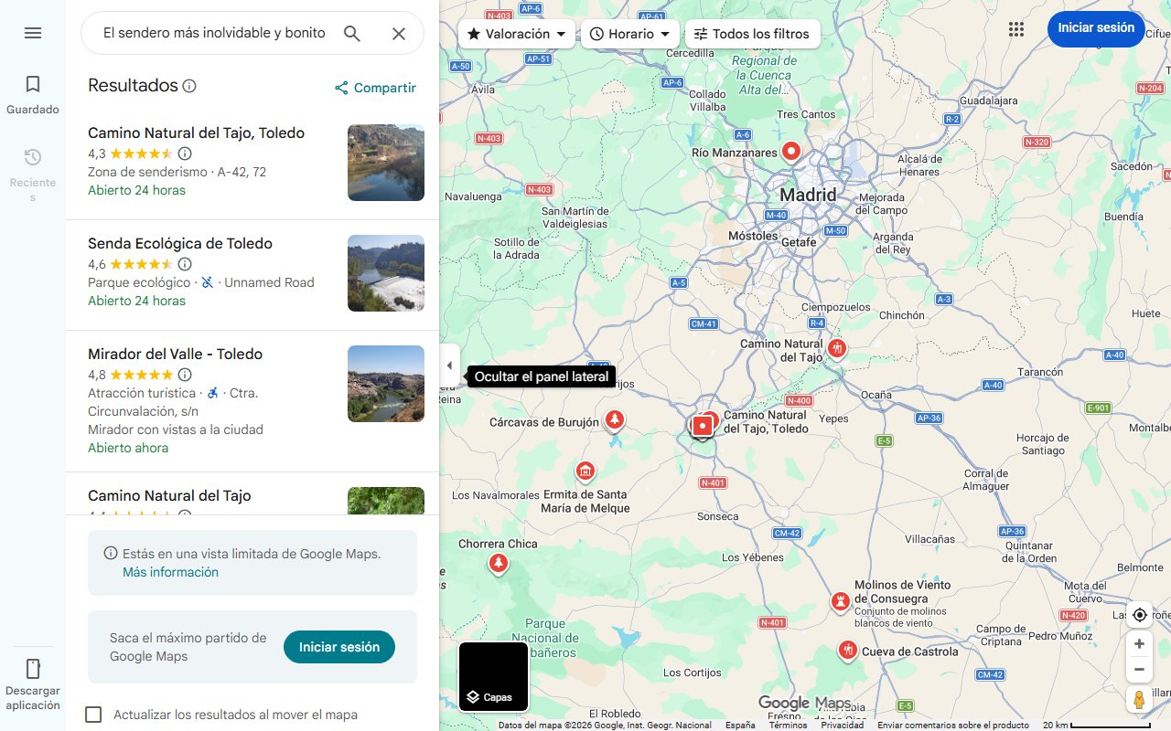 Mapa de El sendero más inolvidable y bonito de Toledo: ideal para realizar esta primavera