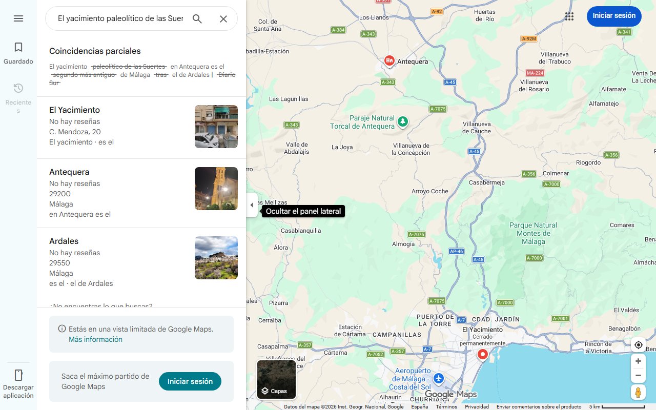 Mapa de El yacimiento paleolítico de las Suertes en Antequera es el segundo más antiguo de Málaga tras el de Ardales | Diario Sur