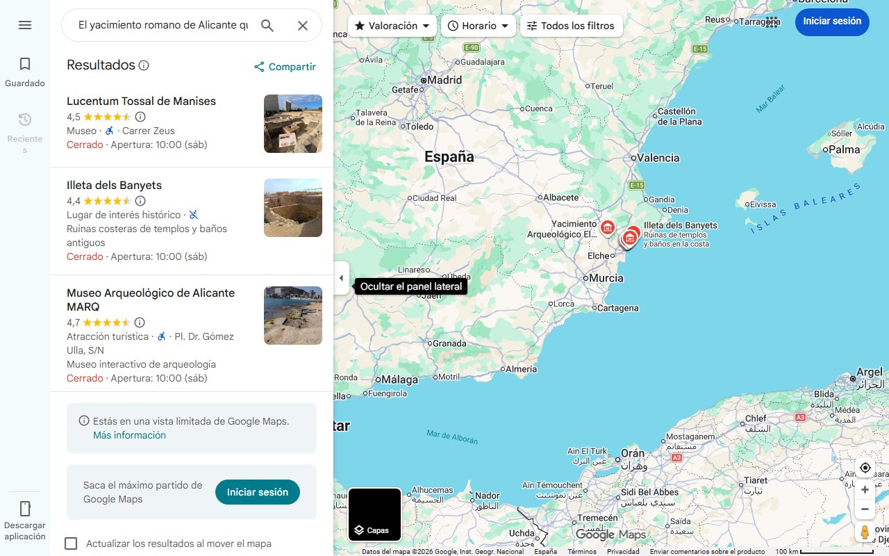 Mapa de El yacimiento romano de Alicante que puedes contemplar mientras te pegas un chapuzón