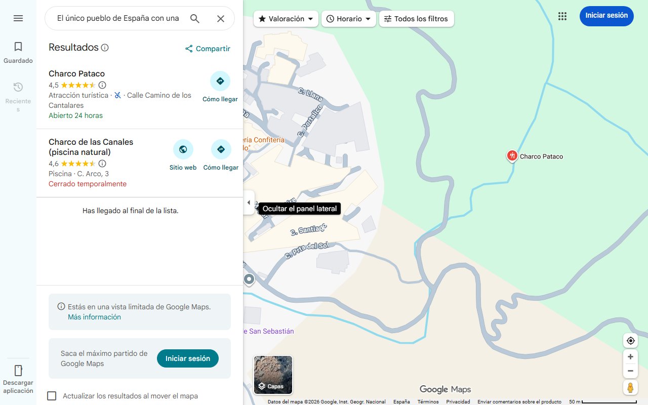 Mapa de El único pueblo de España con una paradisíaca piscina natural en su casco histórico (abierta todo el año)