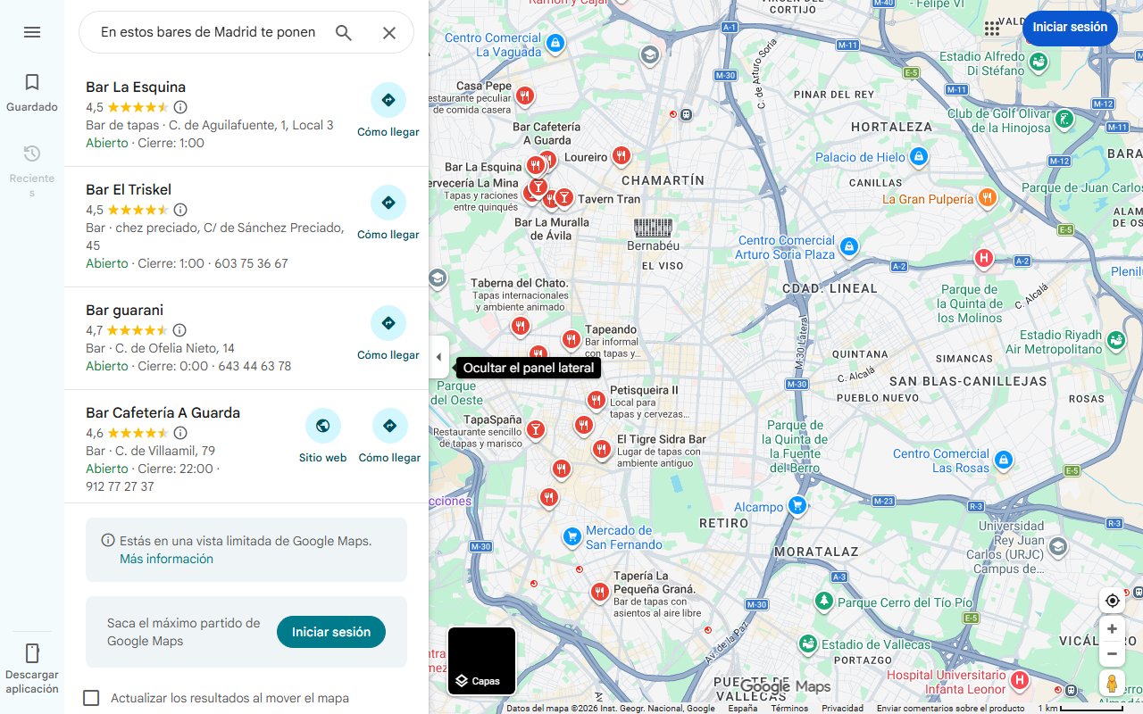 Mapa de En estos bares de Madrid te ponen tapa gratis con la consumición