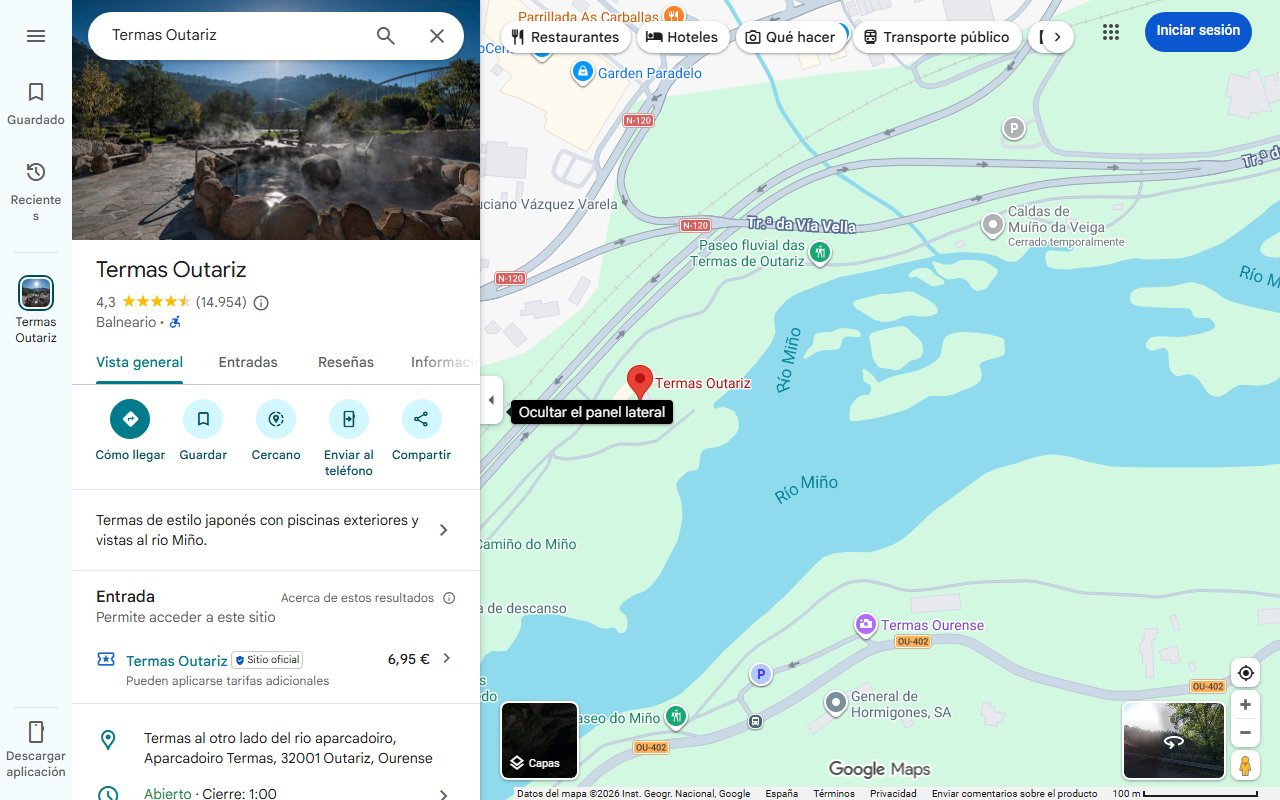 Mapa de Encuentra por sorpresa una piscina termal gratis en Galicia y le dicen que cura la piel: 