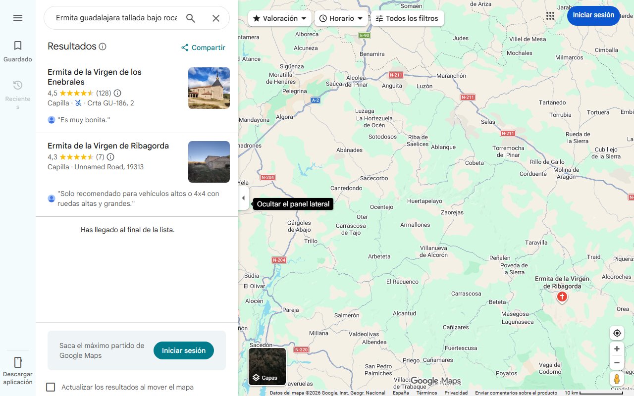 Mapa de Ermita guadalajara tallada bajo roca 22478