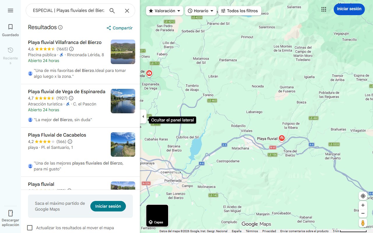 Mapa de ESPECIAL | Playas fluviales del Bierzo (II): una comarca, muchos chapuzones
