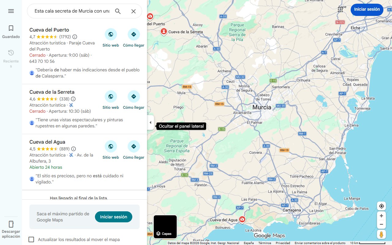 Mapa de Esta cala secreta de Murcia con una cueva submarina y ruinas romanas es el destino perfecto para un verano de relax | Mujerhoy