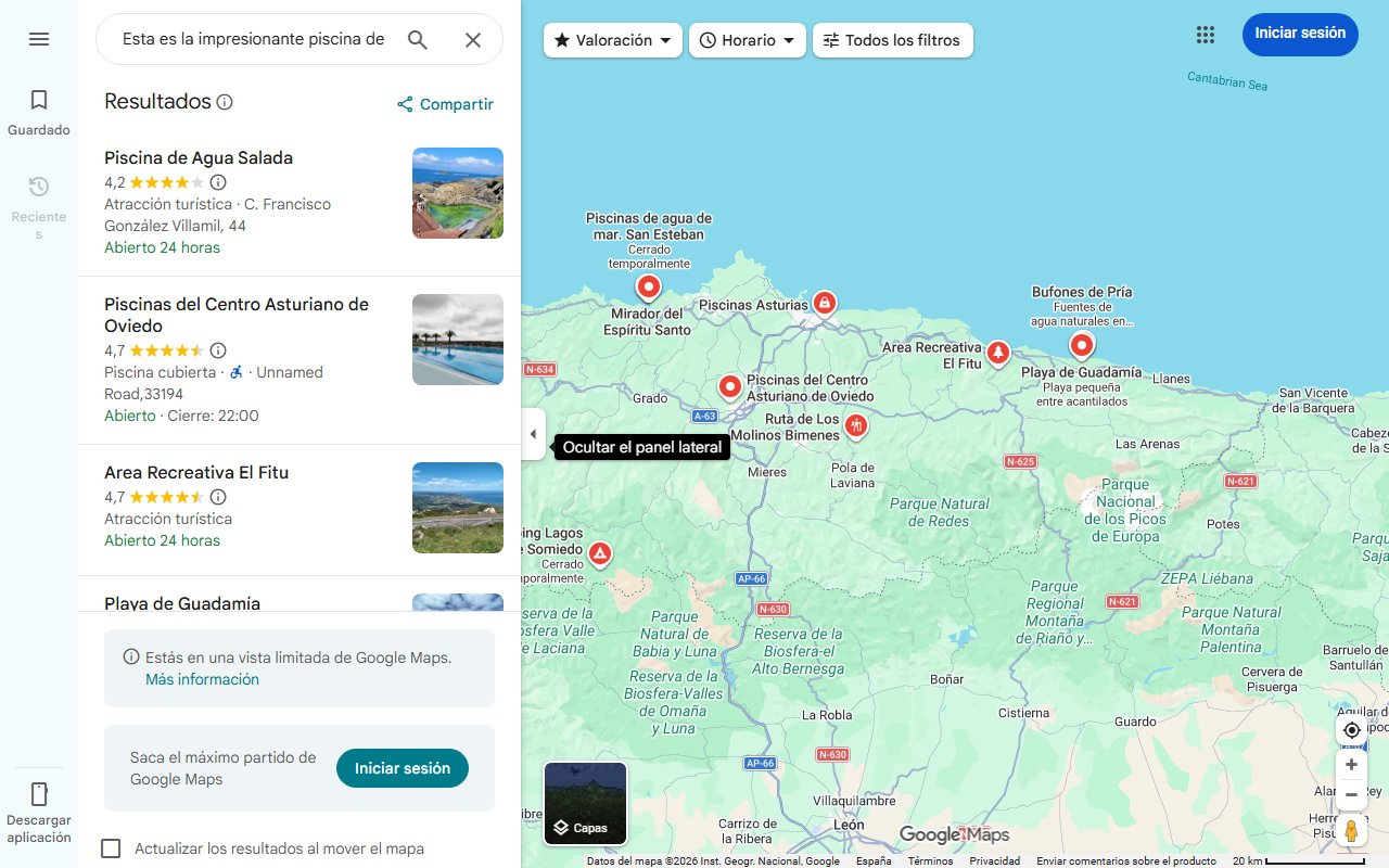 Mapa de Esta es la impresionante piscina de agua salada con vistas al Cantábrico que tienes que descubrir en Asturias