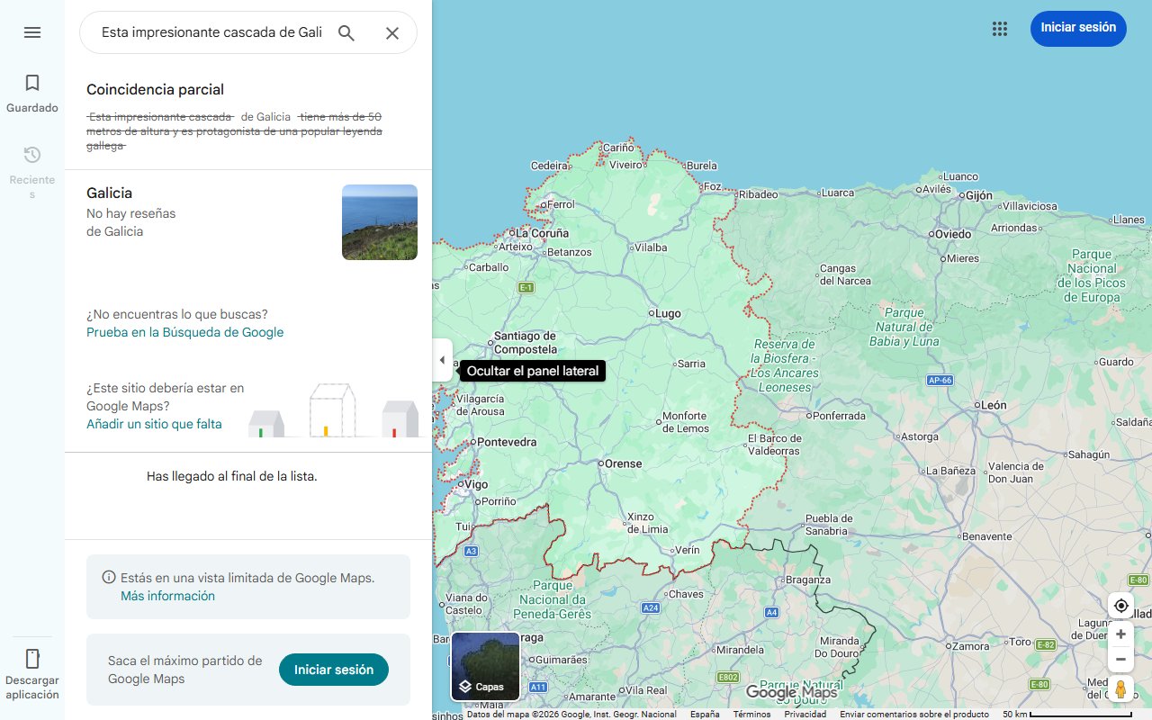 Mapa de Esta impresionante cascada de Galicia tiene más de 50 metros de altura y es protagonista de una popular leyenda gallega