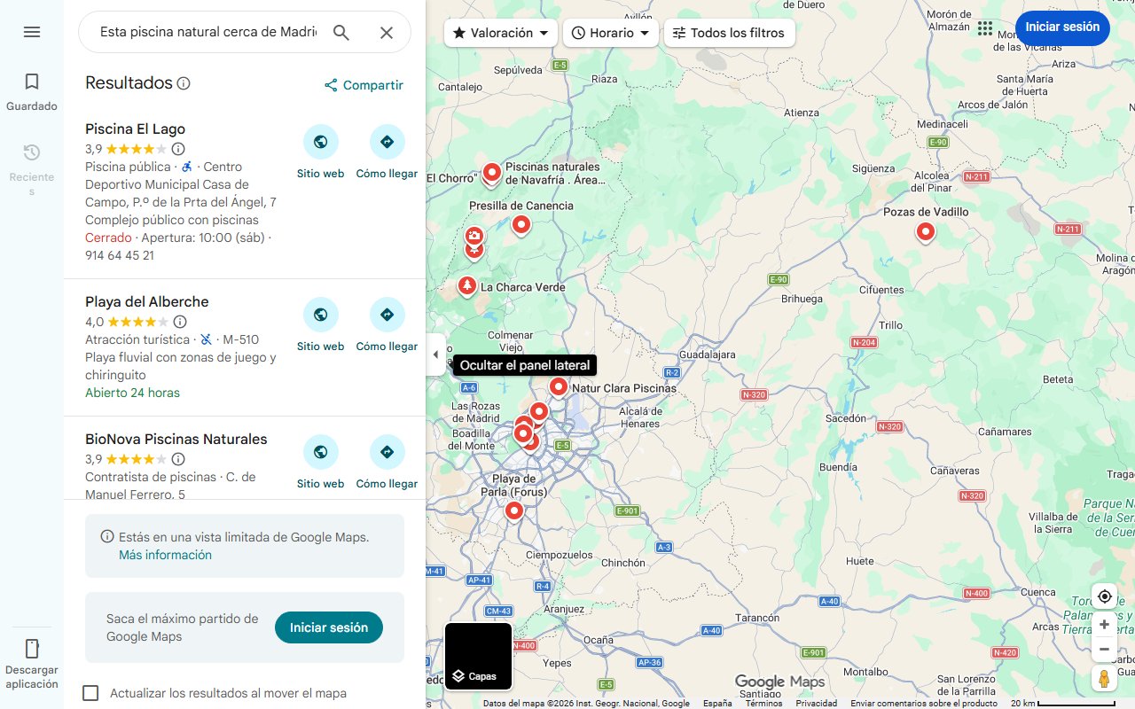 Mapa de Esta piscina natural cerca de Madrid es la escapada de verano perfecta