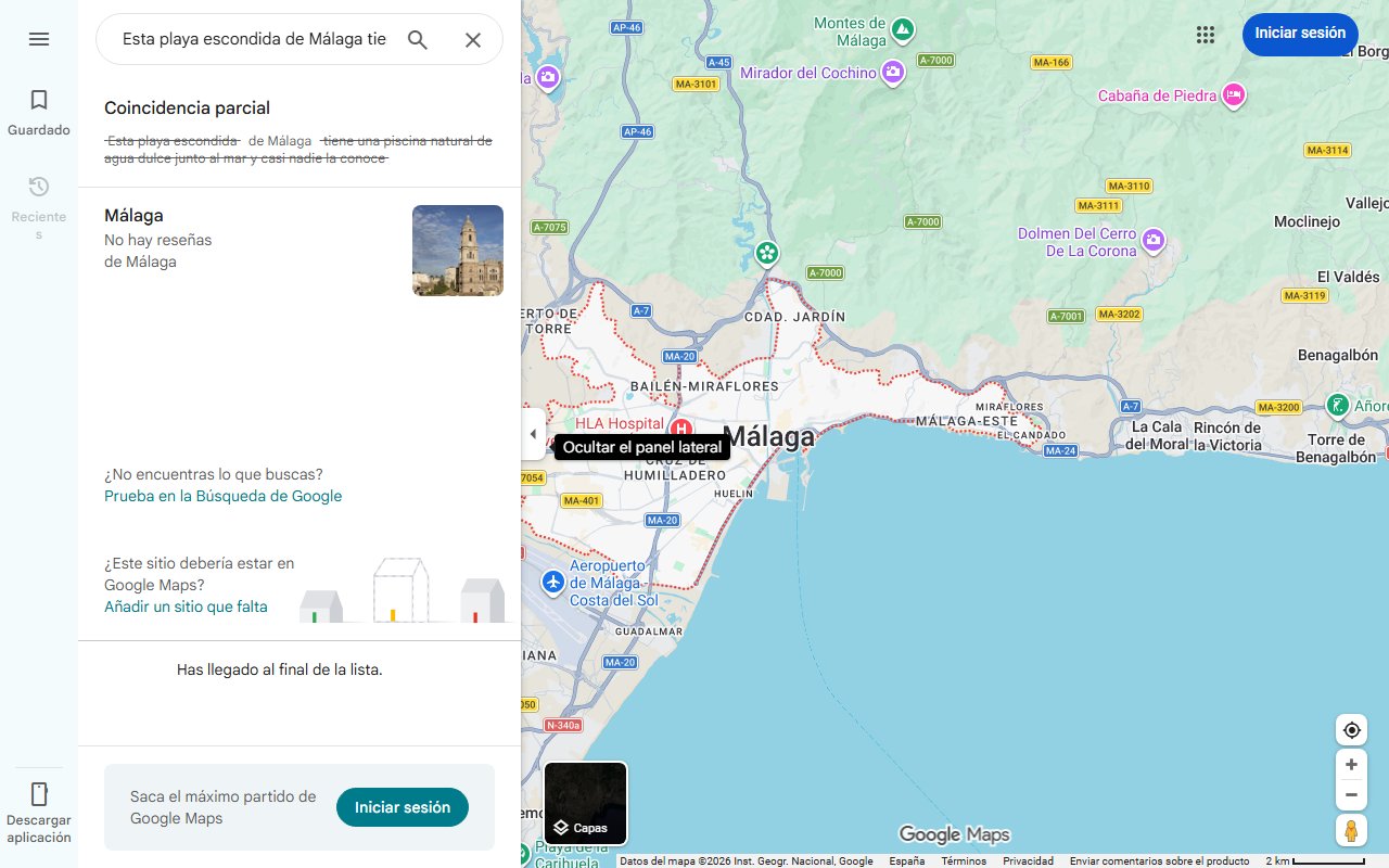 Mapa de Esta playa escondida de Málaga tiene una piscina natural de agua dulce junto al mar y casi nadie la conoce: a los jubilados les encanta