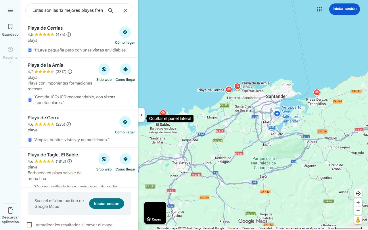 Mapa de Estas son las 12 mejores playas frente al mar Cantábrico