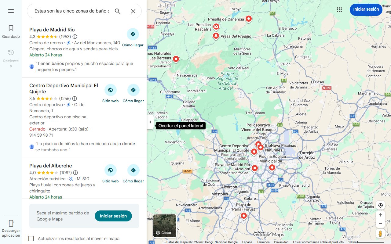 Mapa de Estas son las cinco zonas de baño de la Comunidad de Madrid donde bañarse no está prohibido