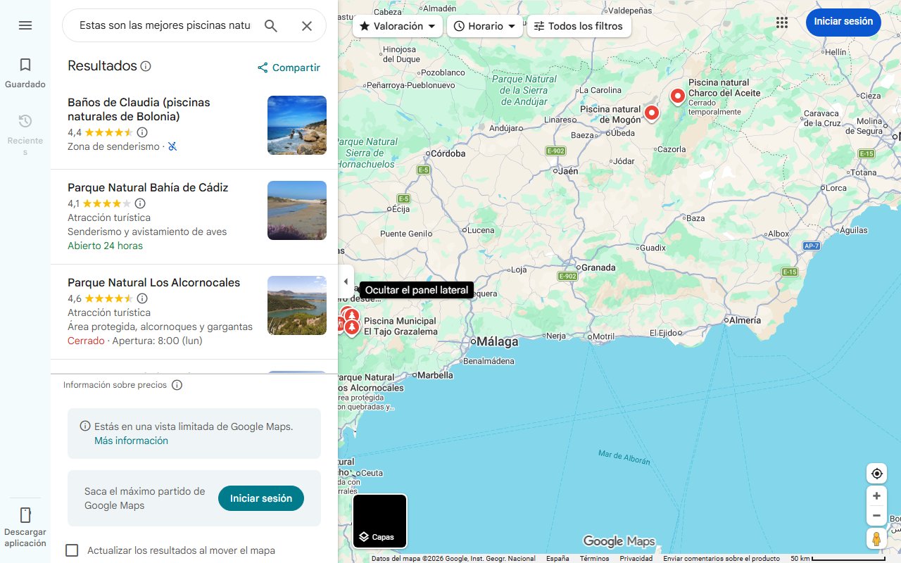 Mapa de Estas son las mejores piscinas naturales en Cádiz: desde playas paradisíacas hasta pozas en el interior de un bosque