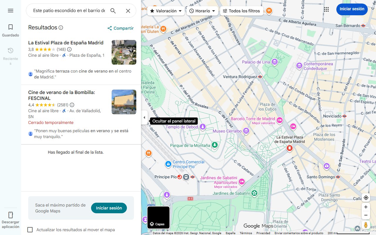 Mapa de Este patio escondido en el barrio de Las Letras se convierte en cine de verano