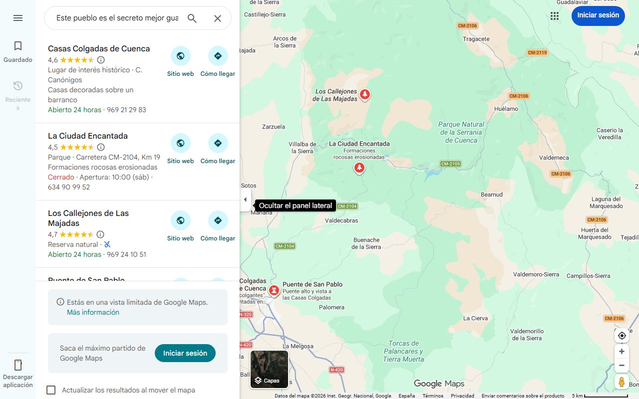 Mapa de Este pueblo es el secreto mejor guardado de Cuenca: una cascada, un castillo medieval y a 40 minutos de la capital