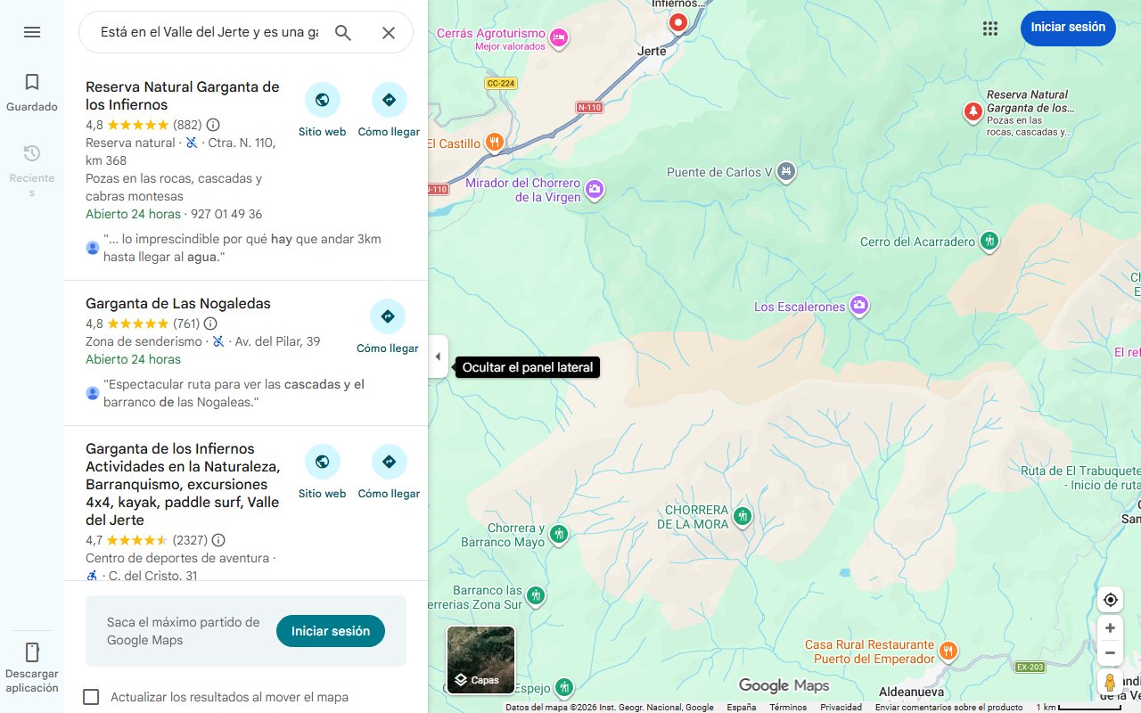 Mapa de Está en el Valle del Jerte y es una garganta plagada de saltos de agua y pozas: ideal para una escapada