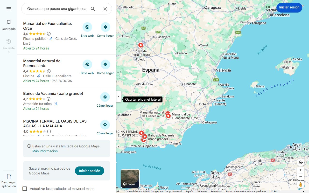 Mapa de El pueblo de Granada que posee una gigantesca piscina natural para poder refrescarse | Ideal