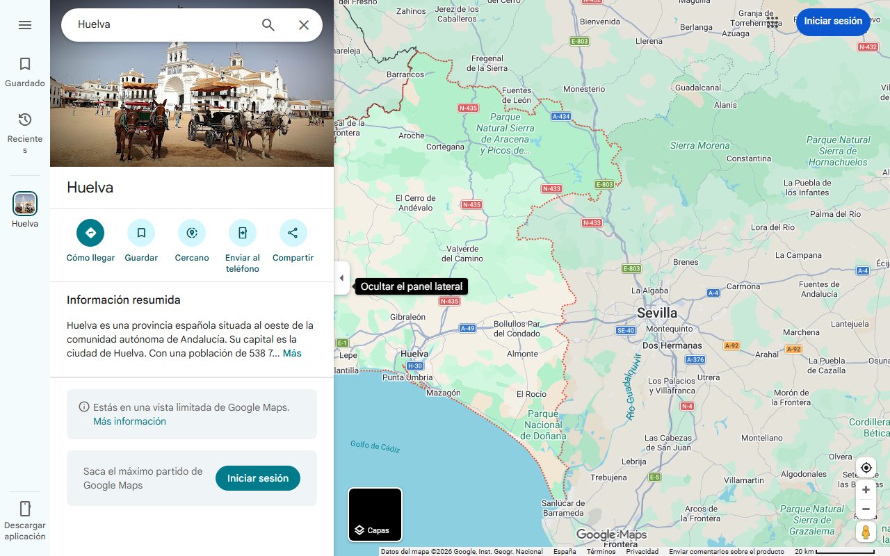 Mapa de El pueblo de interior de Huelva que es perfecto para el verano: playas, casitas blancas y a 80 km de Portugal