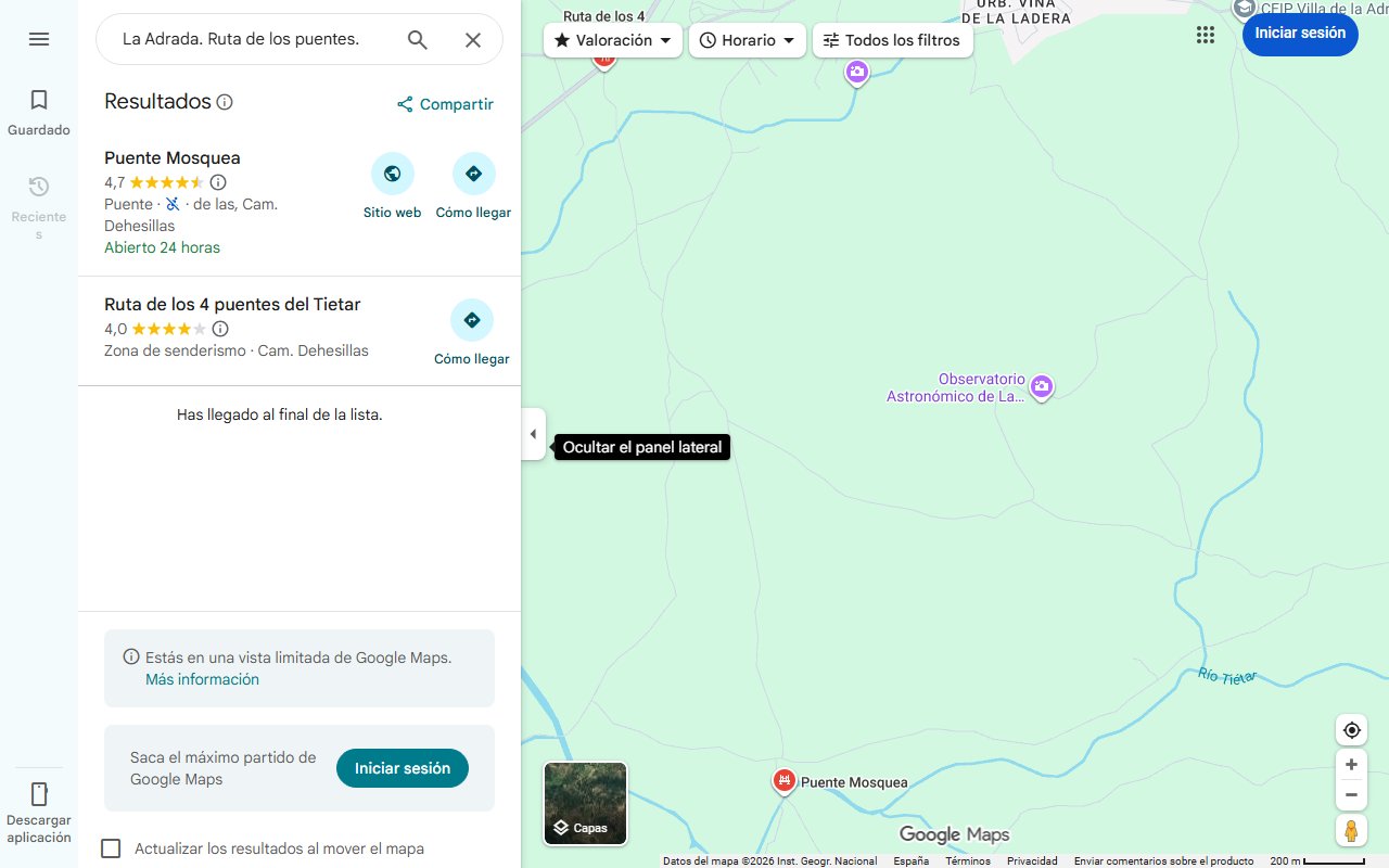 Mapa de La Adrada. Ruta de los puentes.