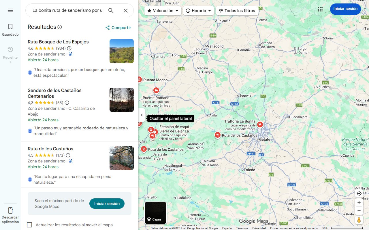 Mapa de La bonita ruta de senderismo por un bosque rodeado de acebos y castaños en Salamanca