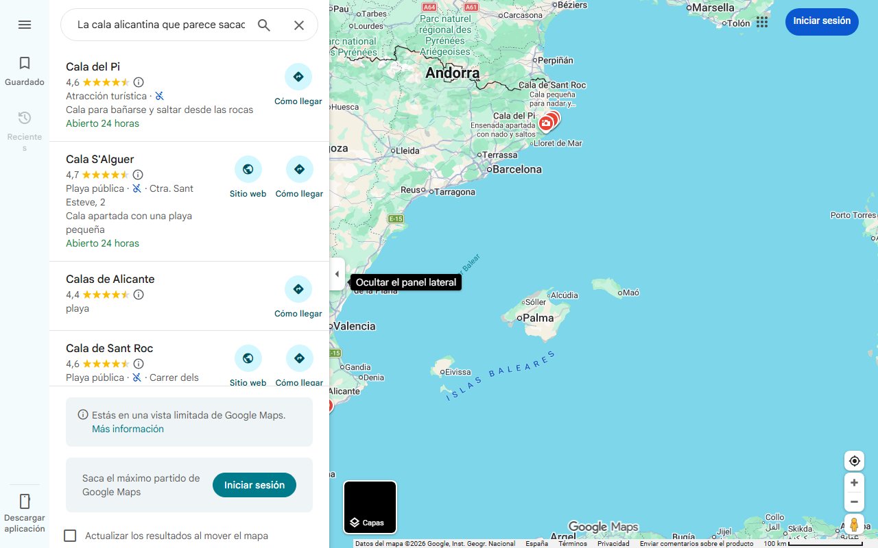 Mapa de La cala alicantina que parece sacada de una playa de la Costa Brava