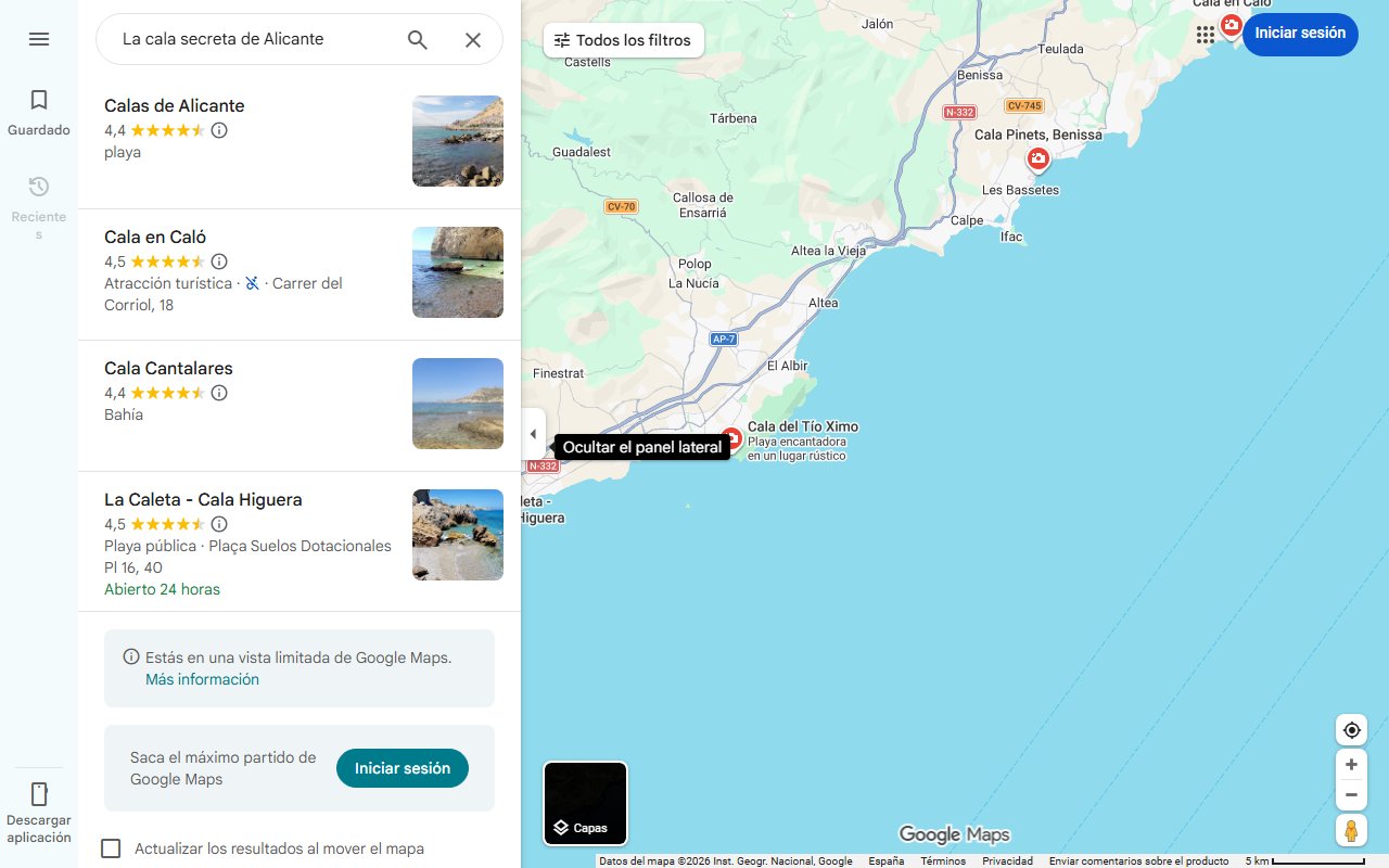 Mapa de La cala secreta de Alicante: aguas transparentes y naturaleza salvaje | Las Provincias