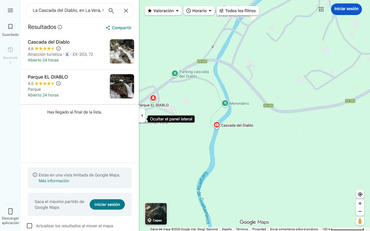 Mapa de La Cascada del Diablo, en La Vera, tiene alma de paraíso