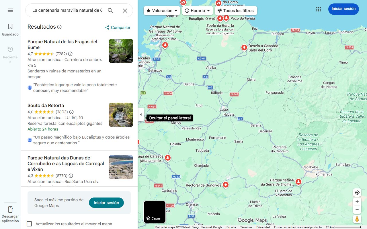 Mapa de La centenaria maravilla natural de Galicia que debes visitar: 