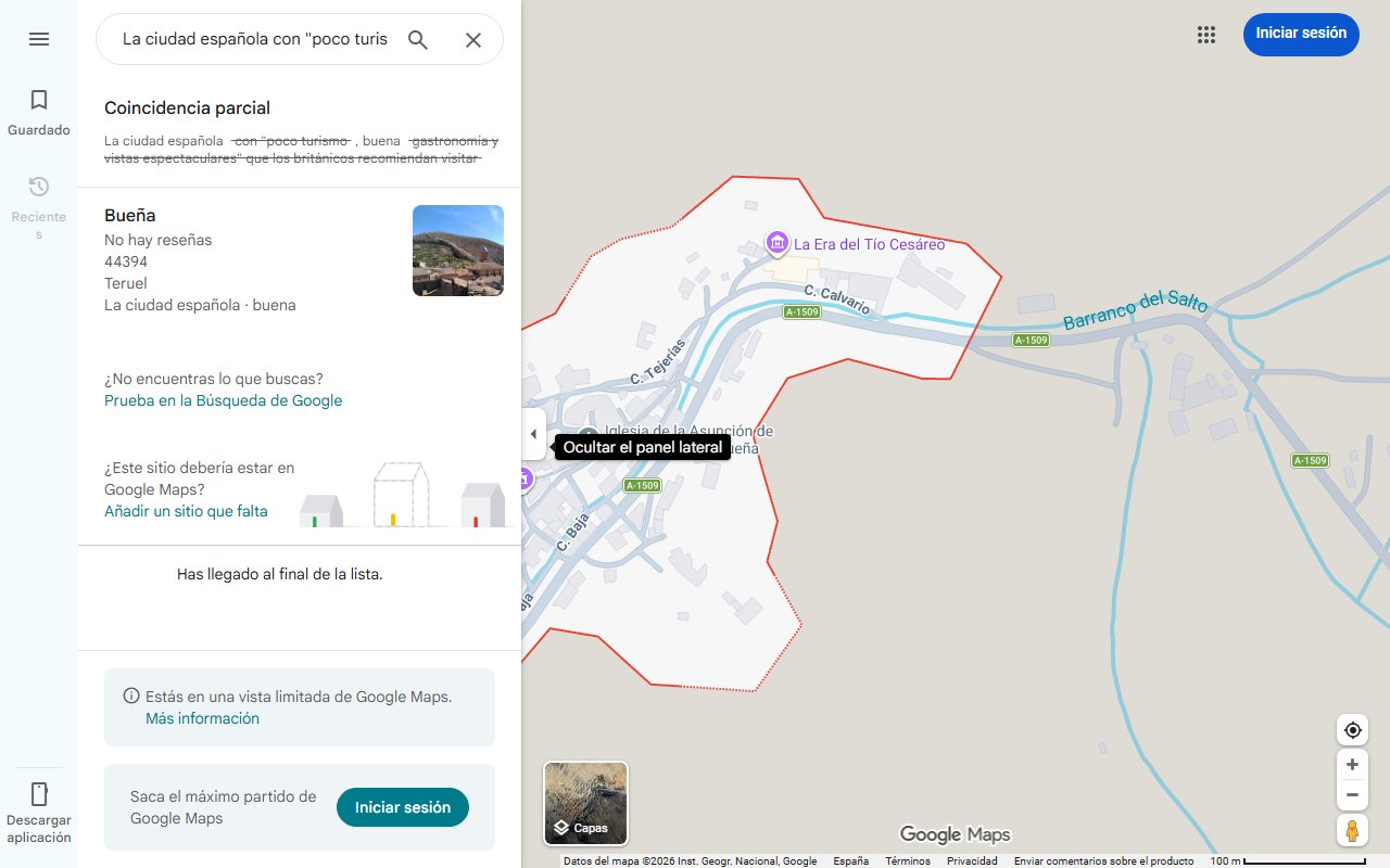Mapa de La ciudad española con 