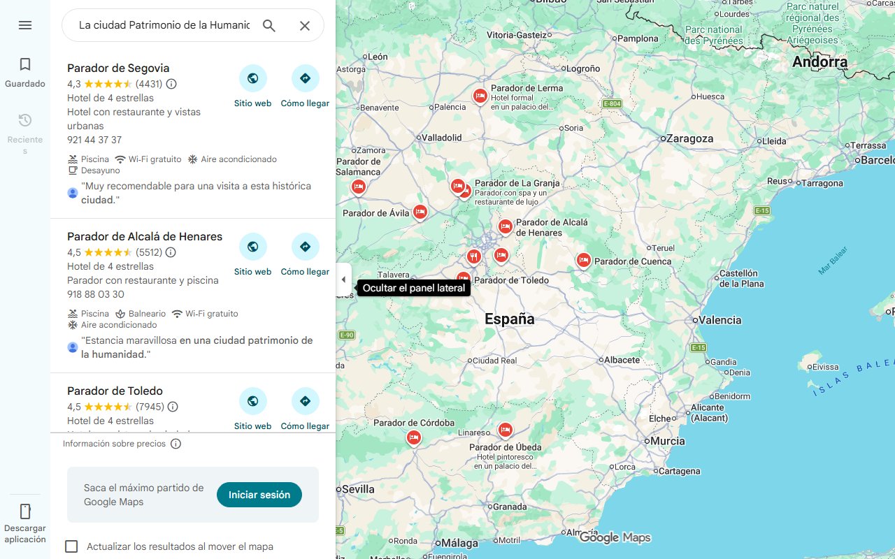 Mapa de La ciudad Patrimonio de la Humanidad que tiene un palacio del siglo XVI convertido en Parador: es uno de los lugares más especiales de España