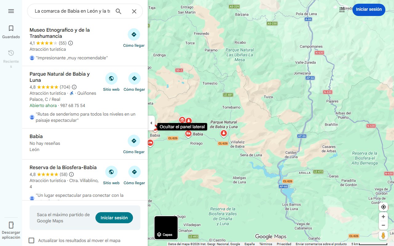 Mapa de La comarca de Babia en León y la trashumancia