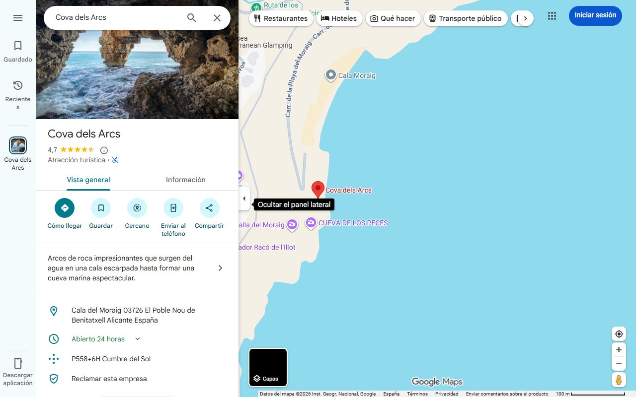 Mapa de La cueva acuática más bonita de España: un paraíso único de aguas azul turquesa cristalinas