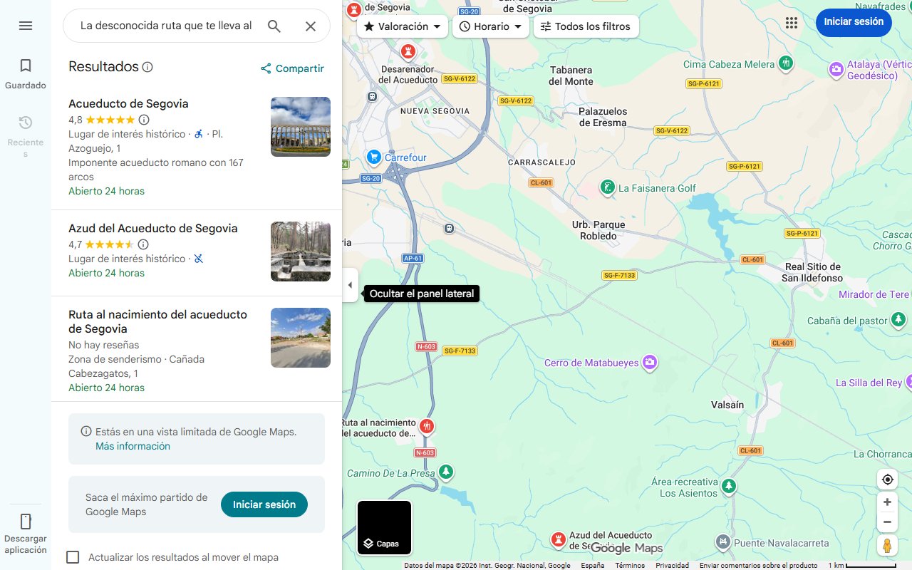 Mapa de La desconocida ruta que te lleva al origen del acueducto de Segovia: en plena Sierra de Guadarrama y con búnkeres de la Guerra Civil