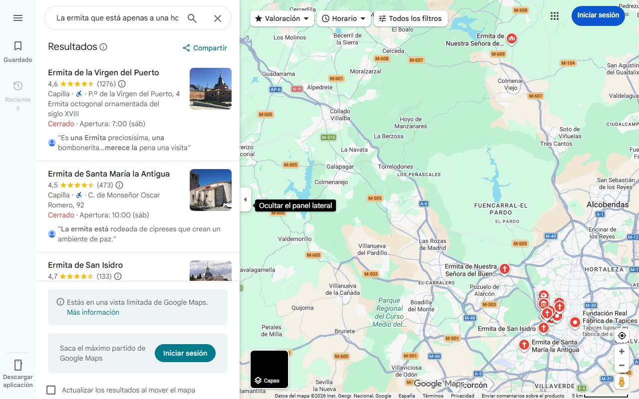 Mapa de La ermita que está apenas a una hora de Madrid y que merece una visita: con arte modernista y entrada libre