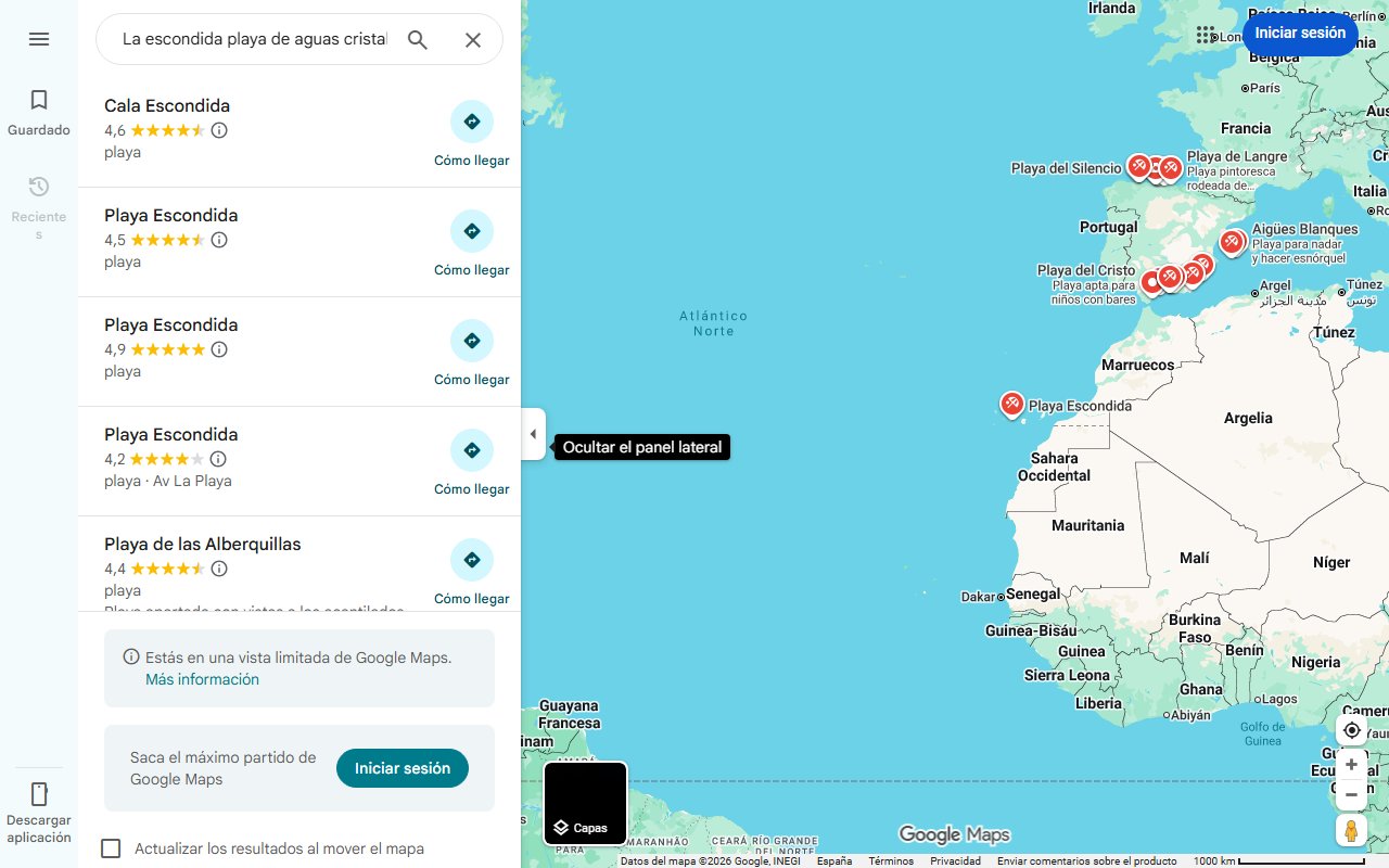 Mapa de La escondida playa de aguas cristalinas que tienes que conocer del sur de España: una cala solitaria de grava donde practicar buceo