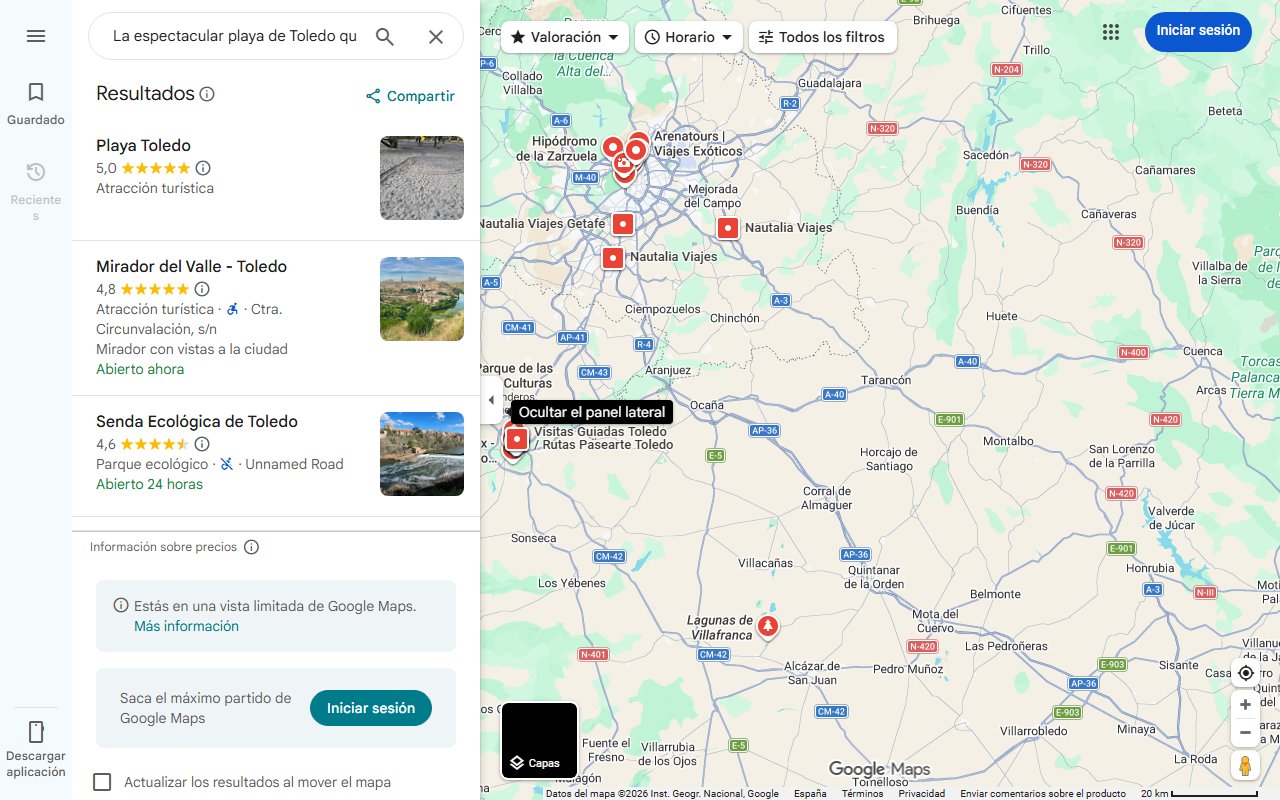 Mapa de La espectacular playa de Toledo que tienes que visitar este verano: un oasis en plena naturaleza