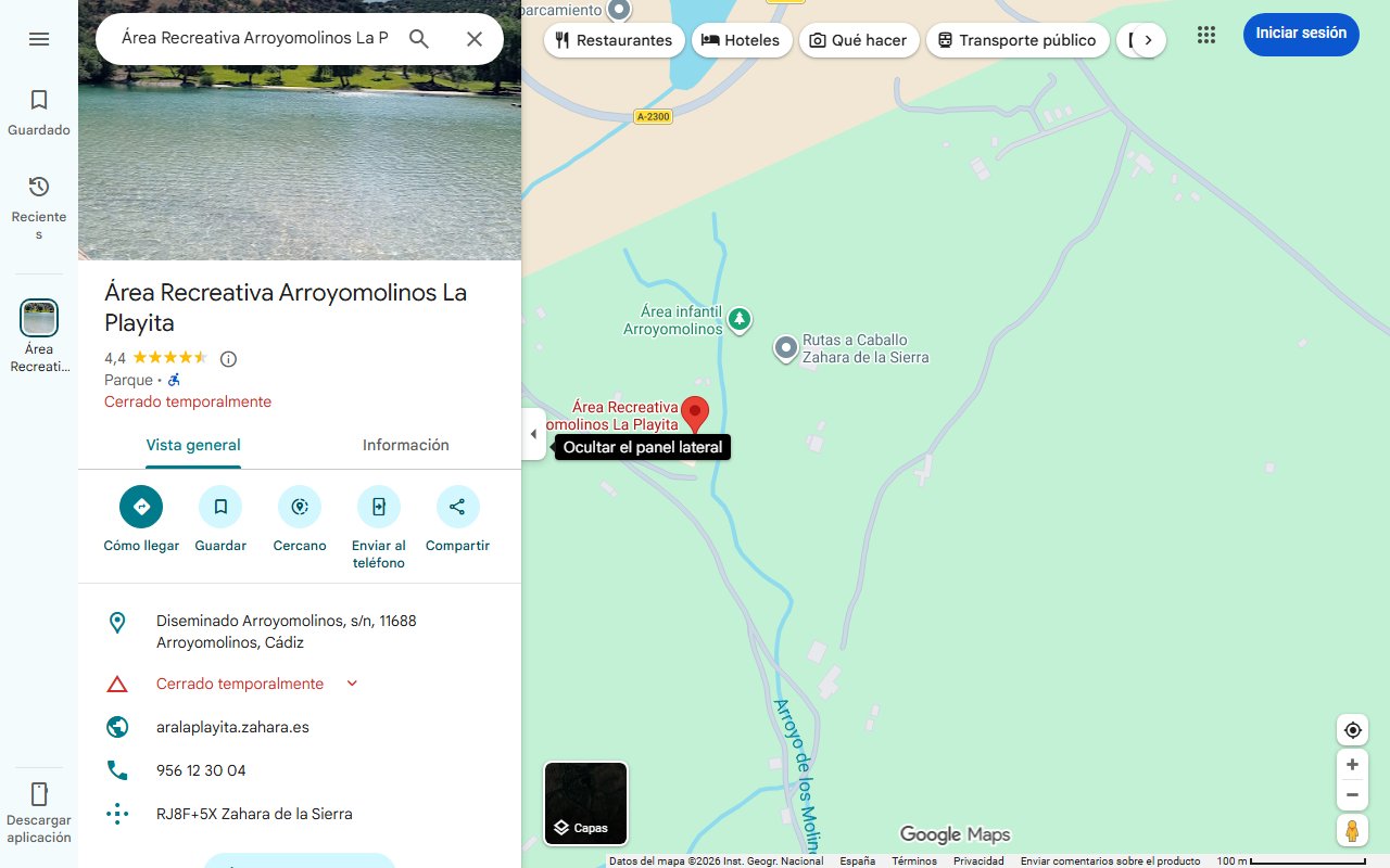 Mapa de La espectacular playita de interior en uno de los pueblos más bonitos de Cádiz que reabre cada año en junio