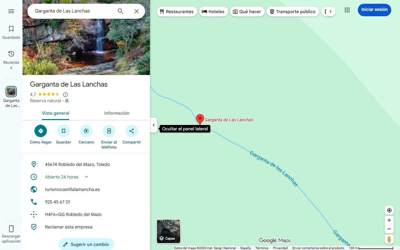 Mapa de La espectacular ruta por un valle escondido de bonitas cascadas y arroyos considerado una microrreserva