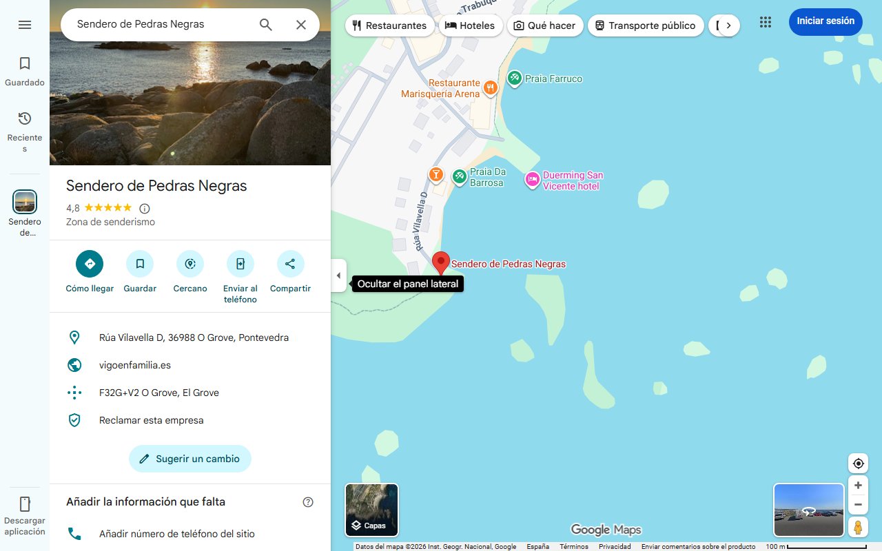 Mapa de La espectacular senda entre rocas, pasarelas y calas de aguas cristalinas que no te puedes perder en las Rías Baixas