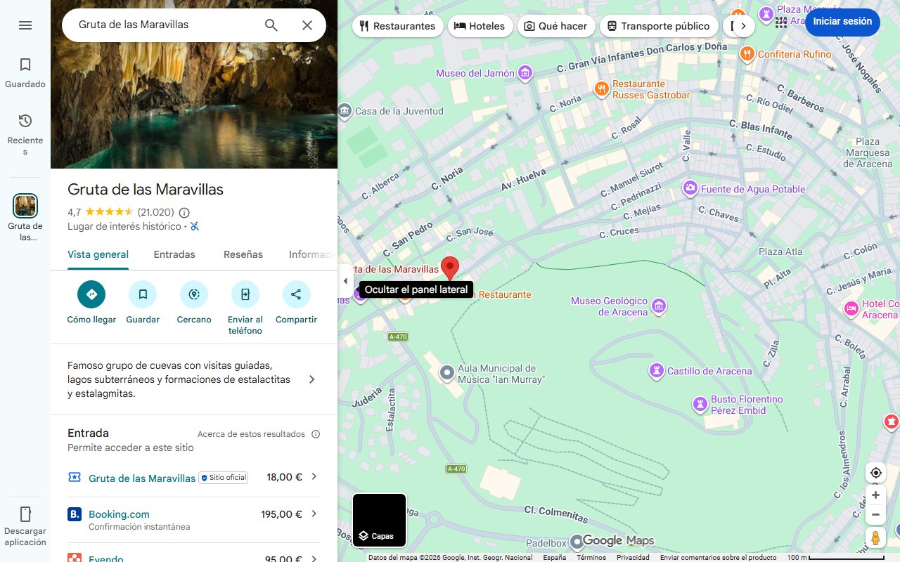 Mapa de La Gruta de las Maravillas, una cueva subterránea que parece de cuento