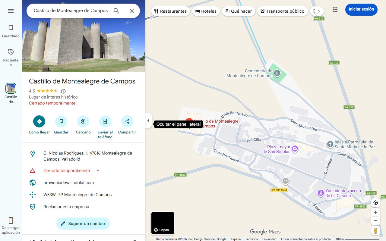 Mapa de La historia del Castillo de Montealegre de Campos: la fortaleza que nunca nadie pudo conquistar