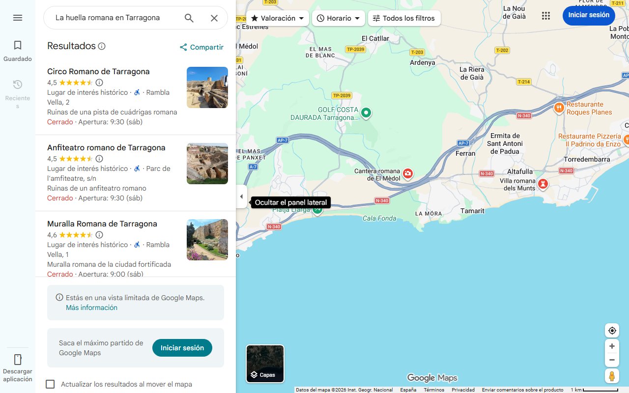Mapa de La huella romana en Tarragona