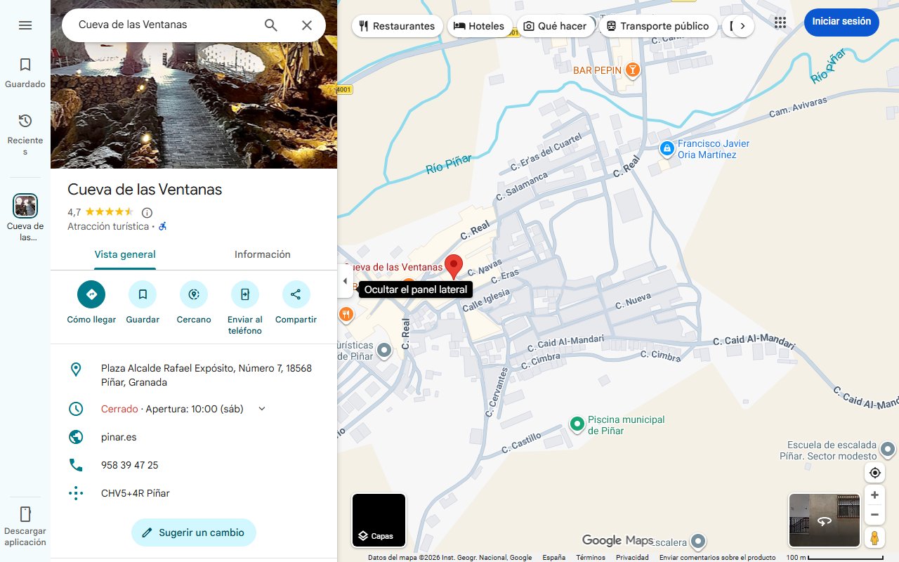 Mapa de La impresionante cueva de Andalucía que está en el corazón de Granada y que alberga restos prehistóricos
