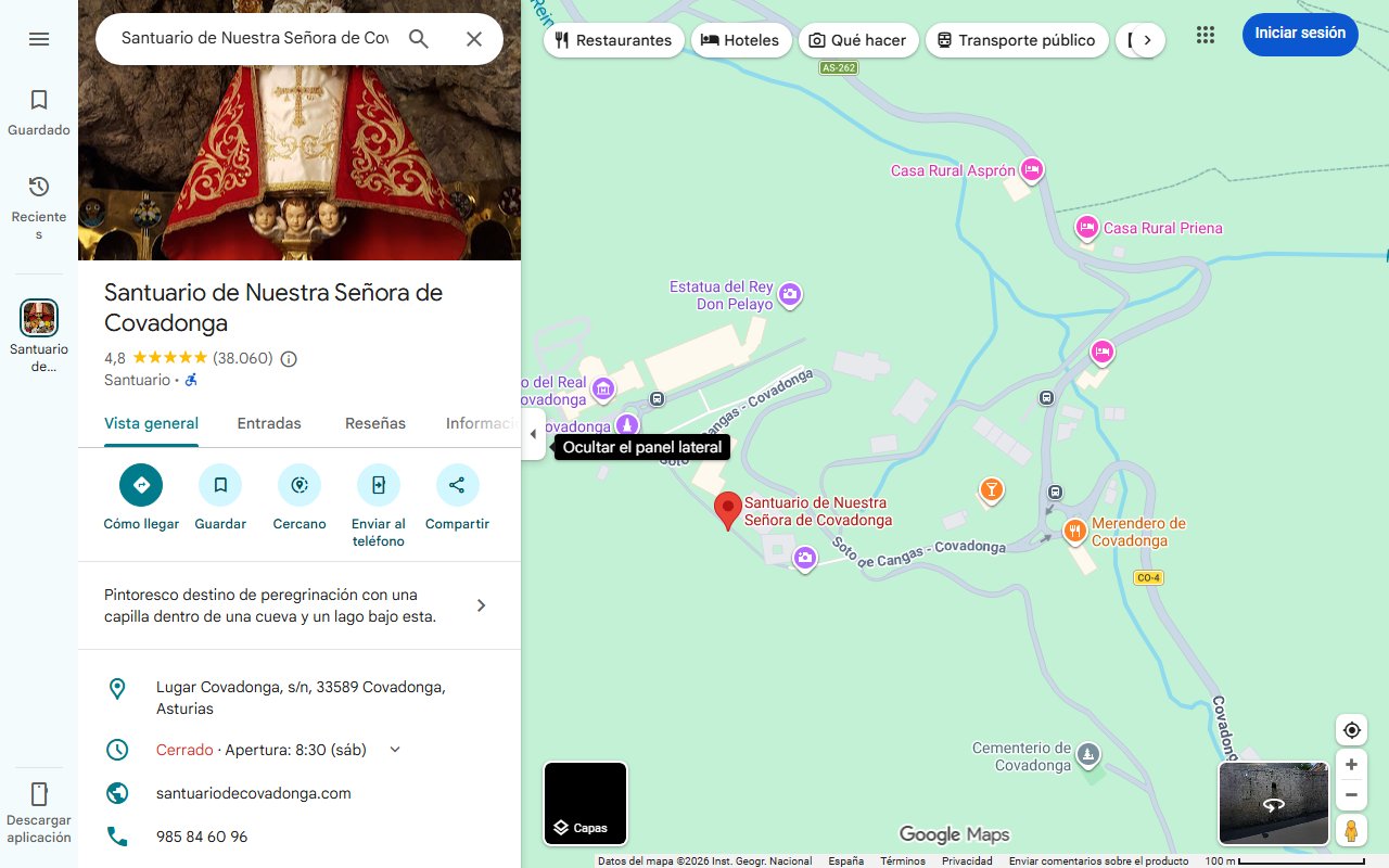 Mapa de La impresionante ermita de España que está en mitad de una roca y no es Covadonga