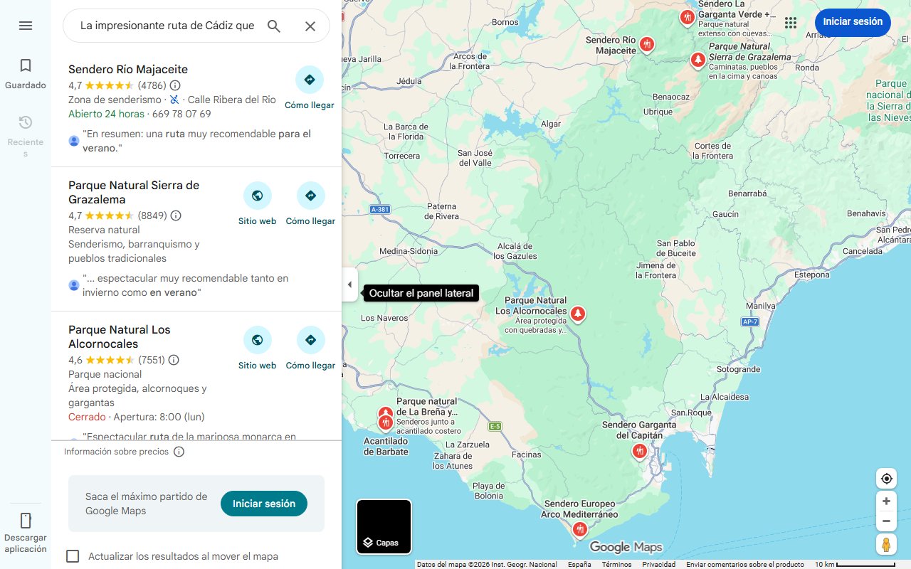 Mapa de La impresionante ruta de Cádiz que es perfecta para el verano: recorre pozas de aguas turquesas y formaciones rocosas
